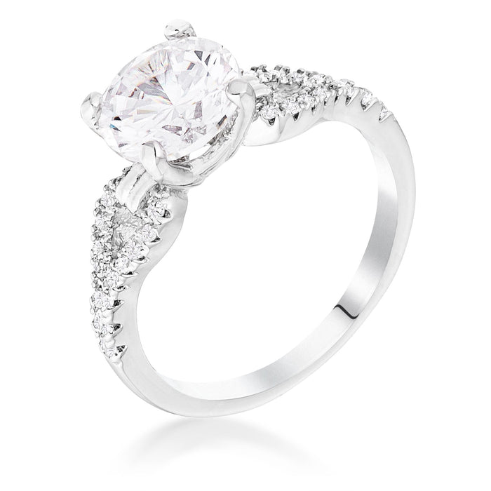 Avera 2.11Ct Round Cut Cubic Zirconia Petite Ribbon Engagement Ring by Avera Group