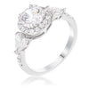 Avera 3-Stone Cz Round Halo Pear Engagement Ring In Silver