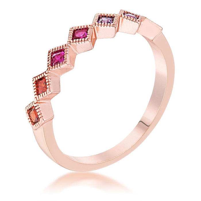 Avera Septem Multi-Color Princess Cut Half Eternity Band by Avera Group