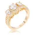 Avera 3-Stone Oval Cut Cubic Zirconia Halo Ring by Avera Group