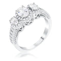 Avera 3-Stone Oval Cut Cubic Zirconia Halo Ring by Avera Group