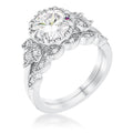 Avera 2.25Ct Round Cut Cubic Zirconia Trio Laurel Leaf Engagement Set by Avera Group