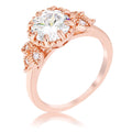 Avera 2Ct Plated Round Cut CZ Trio Laurel Leaf Engagement Ring by Avera Group