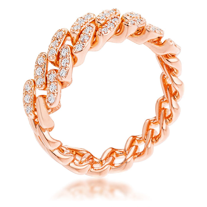 Avera Cz Round Cut Flexible Chain Ring In Pink by Avera Group