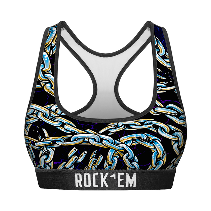 Women's Sports Bra - Chains All-Over by Rock 'Em Socks