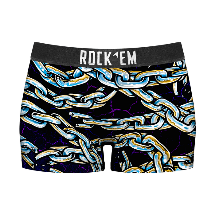 Women's Boy Shorts - Chains All-Over by Rock 'Em Socks