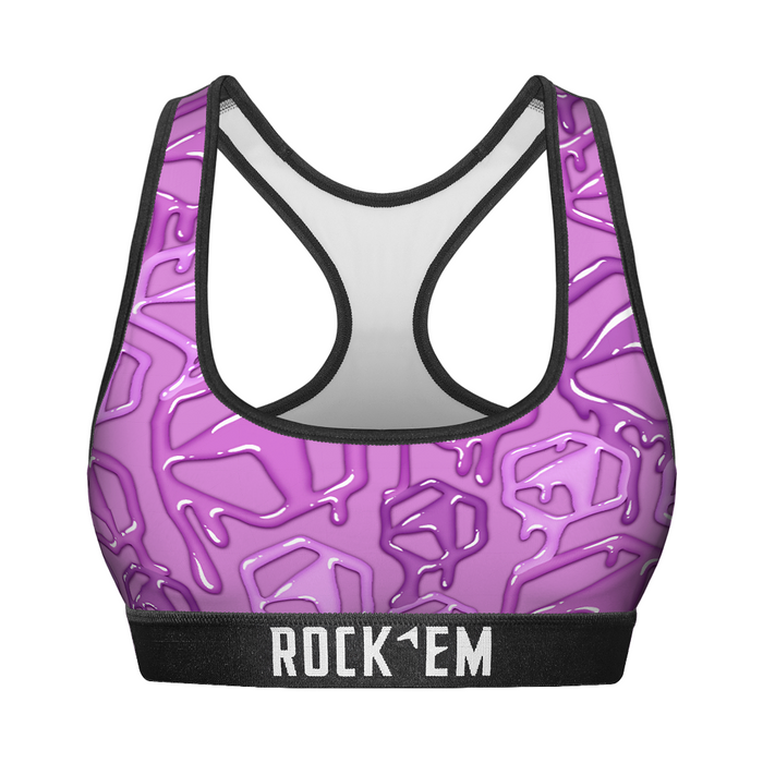 Women's Sports Bra - Hex Drip (Lilac) by Rock 'Em Socks