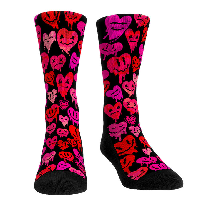 Trippy Hearts (Black) by Rock 'Em Socks