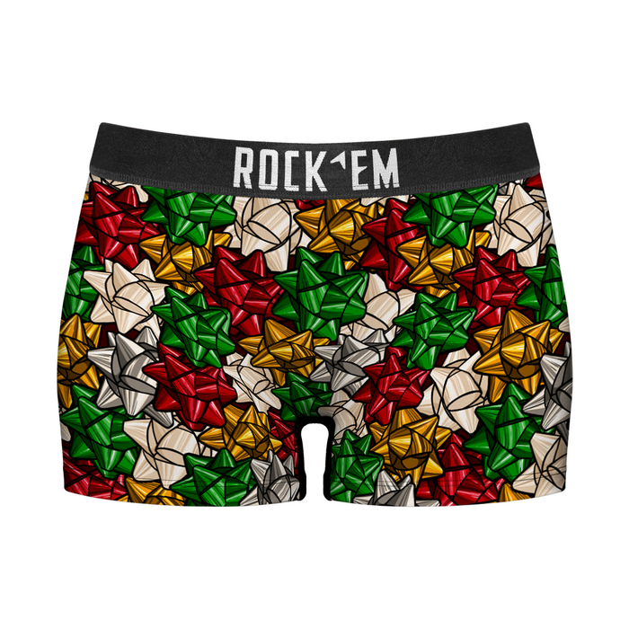 Women's Boy Shorts - Gift Bows by Rock 'Em Socks