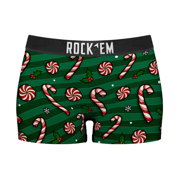 Women's Boy Shorts - Peppermint Stripe by Rock 'Em Socks