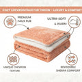 DaDa Bedding Coral Peach Rose Faux Fur Sherpa Throw Blanket by DaDalogy Bedding Collection