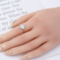 Round White Moissanite Pave Sterling Silver Four Leaf Clover Ring by Fine Color Jewels