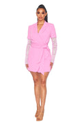 Belted Rhinestone Sleeve Sports Blazer Jacket by The House of Stylez