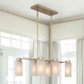 Lnc Modern Matte Brass Chandelier Linear Classic Deep Gold 6-Light by Vanessa Jane
