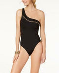 Kenneth Cole Reaction Embellished One-Shoulder Tummy-Control Swimsuit, Large by Vanessa Jane