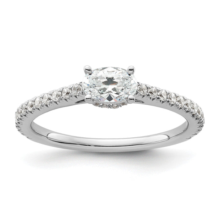 Lab Grown Diamond East-West Oval Pave Engagement Ring by Fine Color Jewels