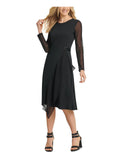 DKNY Womens Illusion Sleeve Dress by Vanessa Jane