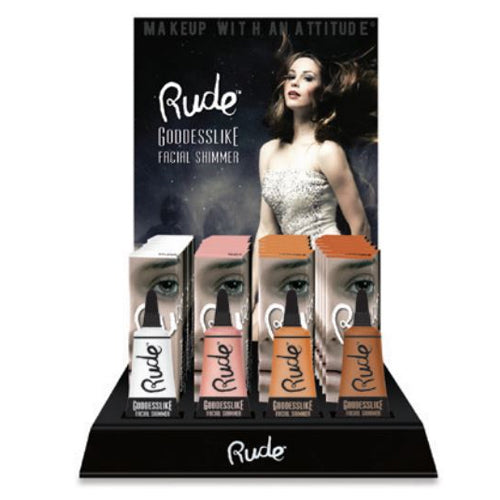 RUDE Goddesslike Facial Shimmer Acrylic Display Set, 48 Pieces + 4 Testers by Avera Group