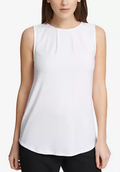 DKNY Women's Pleated-Neck Top, Cream, Size XL by Vanessa Jane