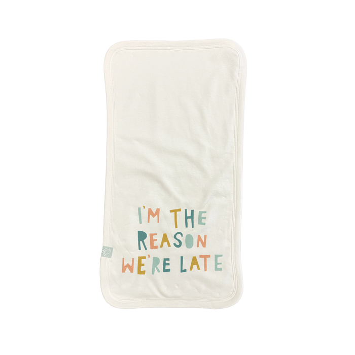 burp cloth | reason we are late by Finn + Emma