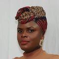 Kente African Head Wraps (Brown & Red) by Duma Mbili LLC