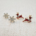 Reindeer And Snowflake Stud Earring Set Of 2 – Holiday Sparkle