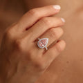 3Cttw Pear Shaped Pink Lab Grown Diamond (F/VS) Bold Accented Halo Engagement Ring 14K Gold by Fine Color Jewels
