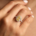 2Cttw Oval Shaped Yellow Lab Grown Diamond (F/VS) Halo Accented Engagement Ring 14K Gold by Fine Color Jewels