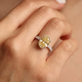 2Cttw Oval Shaped Yellow Lab Grown Diamond (F/VS) Halo Accented Engagement Ring 14K Gold by Fine Color Jewels