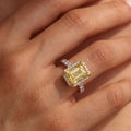 2Cttw Radiant Shaped Yellow Lab Grown Diamond (F/VS) Halo Accented Engagement Ring 14K Gold by Fine Color Jewels