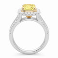 2.5Cttw Radiant Shaped Fancy Yellow Lab Grown Diamond (F/VS) Split Shank Halo Engagement Ring 14K Gold by Fine Color Jewels