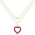 10K Yellow Gold Ruby Heart Necklace by Fine Color Jewels