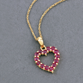 10K Yellow Gold Ruby Heart Necklace by Fine Color Jewels