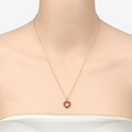 10K Yellow Gold Ruby Heart Necklace by Fine Color Jewels