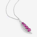 14K White Gold Ruby Diamond Necklace by Fine Color Jewels