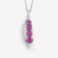 14K White Gold Ruby Diamond Necklace by Fine Color Jewels