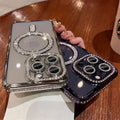 Fashion Girl Pink Crystal Glitter Transparent Magnetic Case For iPhone 16 15 11 12 13 14 Pro Max Wireless Charging Diamond Cover by Perfect Stock