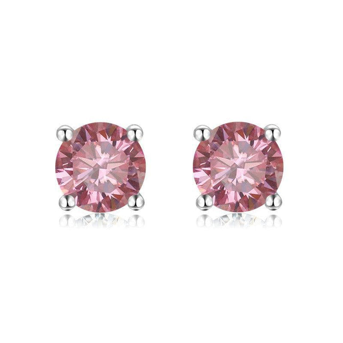 Pink Moissanite Stud Earrings by Fine Color Jewels