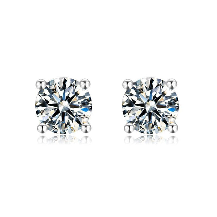 White Moissanite Stud Earrings by Fine Color Jewels