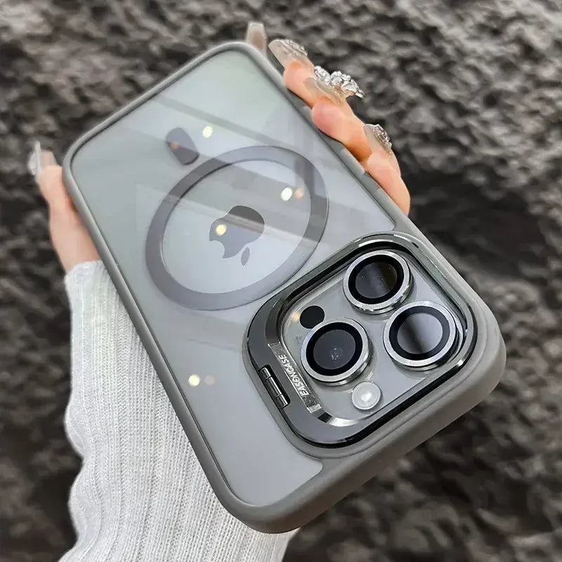 Luxury Magnetic Shockproof Phone Case For iPhone 16 17 15 14 13 12 11 Pro Max Funda For Magsafe Stand Glass Lens