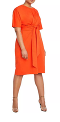 Eloquii Plus Size Cross Front Flutter Sleeve Dress -Sz 24/Peppery Vermillion by Vanessa Jane