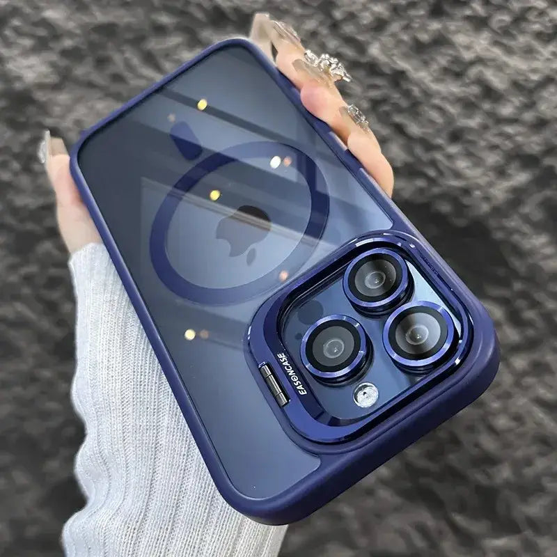 Luxury Magnetic Shockproof Phone Case For iPhone 16 17 15 14 13 12 11 Pro Max Funda For Magsafe Stand Glass Lens