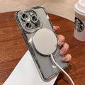 Fashion Girl Pink Crystal Glitter Transparent Magnetic Case For iPhone 16 15 11 12 13 14 Pro Max Wireless Charging Diamond Cover by Perfect Stock