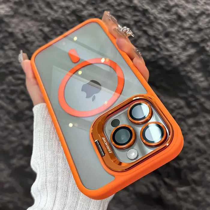 Luxury Magnetic Shockproof Phone Case For iPhone 16 17 15 14 13 12 11 Pro Max Funda For Magsafe Stand Glass Lens Protector Cover by Perfect Stock