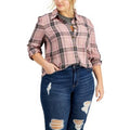 LoveFire Plus Size Raw Hem Plaid Button-Down Top by Vanessa Jane