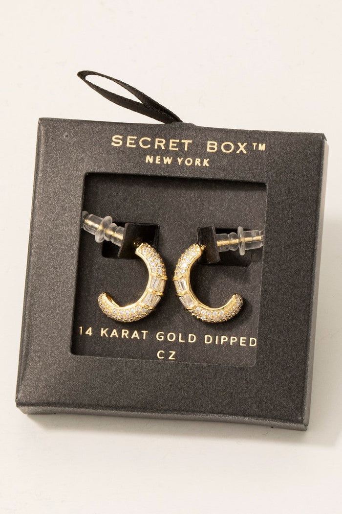 Gold Dipped Mixed Cz Pave Hoop Earrings by Boutique 23