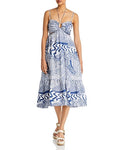 Aqua Printed Cutout Halter MIDI Dress, Size XS by Vanessa Jane