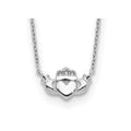 14k White Gold Claddagh Necklace by Fine Color Jewels