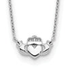 14k White Gold Claddagh Necklace