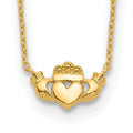 14k Gold Claddagh Necklace by Fine Color Jewels